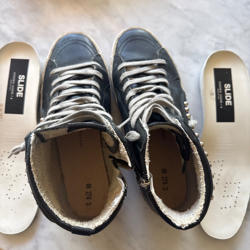 Golden Goose Slide black leather with silver studs Size 40 - Picture 5 of 5